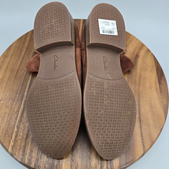 Clarks Camzin Strap Boots Womens 8 M Mahogany Brown Suede Ankle Zip Up Comfort - Picture 7 of 9